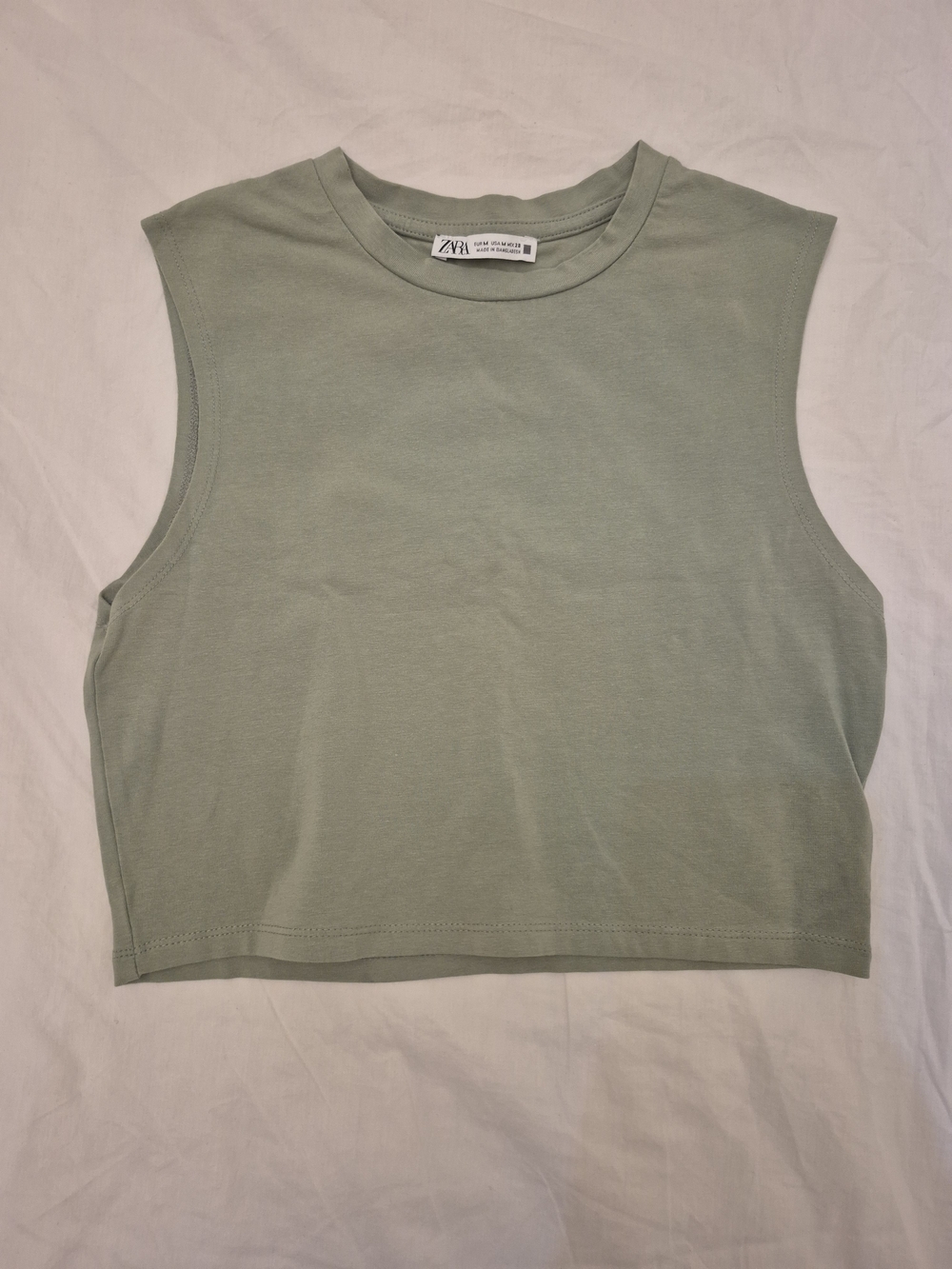 ZARA Light Sage Green Cropped Sleeveless Tank
